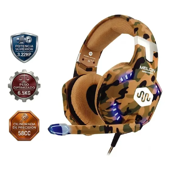 Auricular Gamer Melon Pc Ps4 Con Microfono Ajustable M5000 Color Camuflado