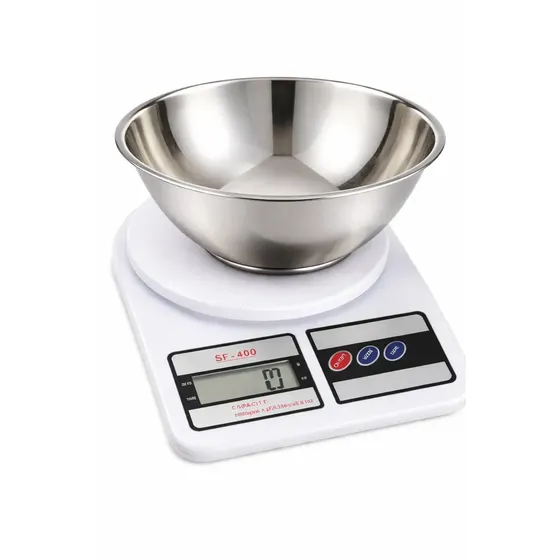 Balanza Digital De Cocina Tara + Bowl Acero Inoxidable Pesa Alimentos Hasta 10 Kg Repostería Display Lcd Función Tara Medición Precisa Diseño Moderno Compacta Para Hogar Cocina Pastelería Levys Bazar