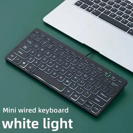 Teclado Mini Con Cable Para Computadora Con Luz White Light Inglés Us