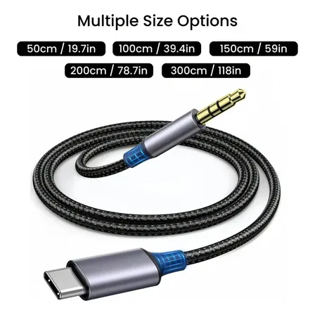Cable Auxiliar De Audio Usb C A 3.5 Mm Mallado