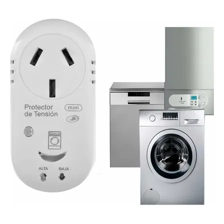 Protector Tensión 220v 2200w Compatible Lavarropas Caldera Blanco
