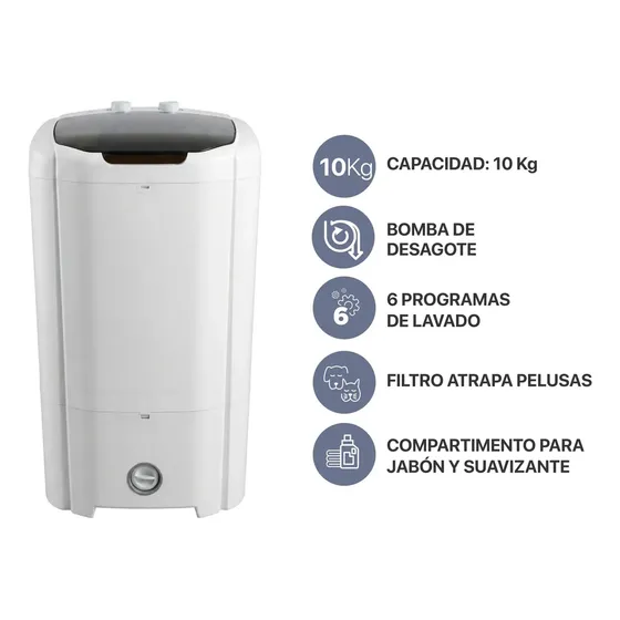 Lavarropas Semiautomático 10kg Codini 8053 Con Bomba Blanco