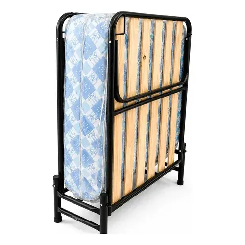 Cama Catre 1 Plaza Plegable Negro + Colchón Espuma Premium
