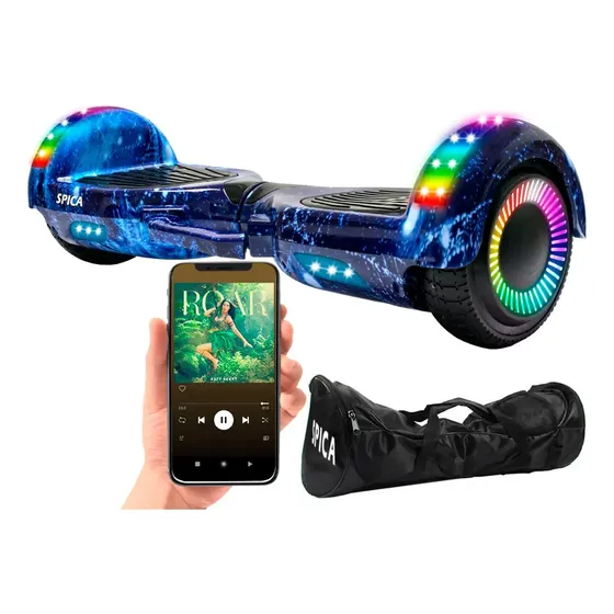 Patineta Scooter Electrica Hoverboard Spica S-80 Luz Rgb Parlante Bluetooth Color Azul