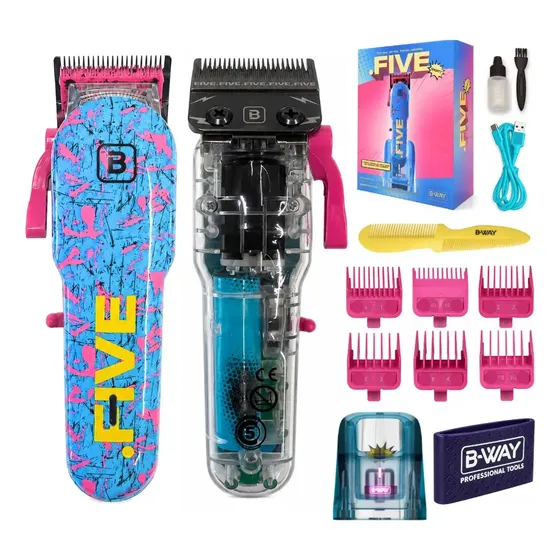 Maquina Cortar Pelo Bway Five Profesional 8100 Rpm Barber Turquesa Con Base De Carga Accesorios