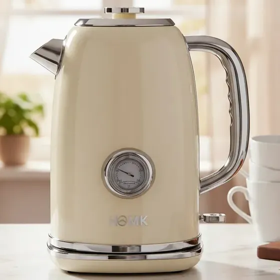 Pava Eléctrica Acero Inoxidable Termómetro Homk 1.8l Beige