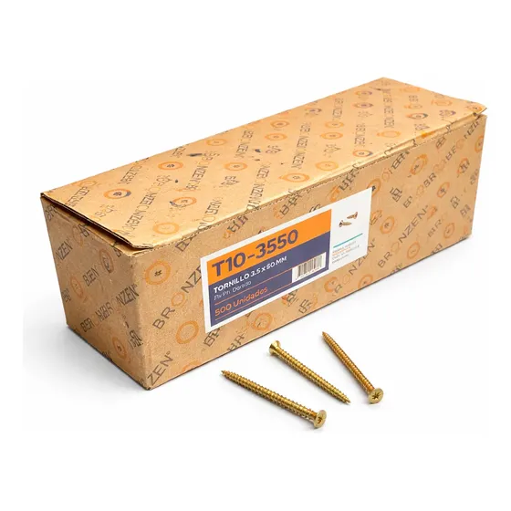 X100 Tornillos Bronzen 3.5 X 50mm Fix Dorado Phillips Madera
