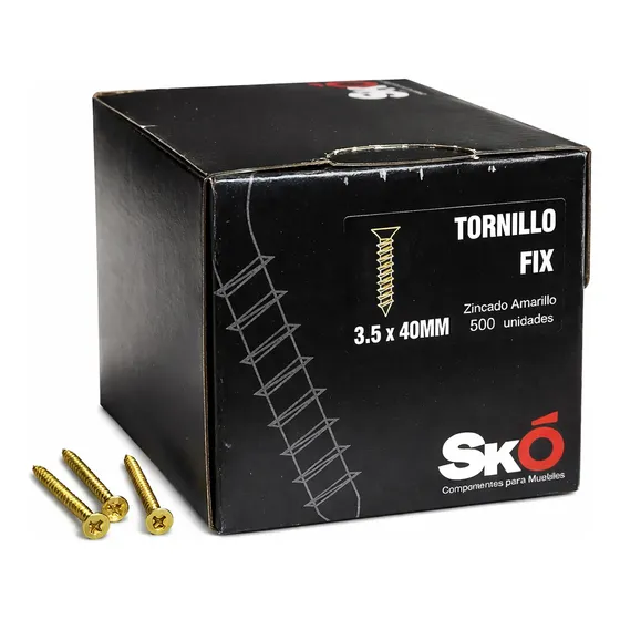 X100 Tornillos Fix Sko 3,5 X 40 Dorado Phillips Madera