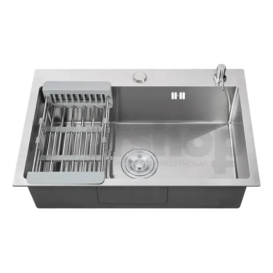 Bacha Pileta De Cocina 68cms Premium Acero Inox + Escurridor Color Satinado