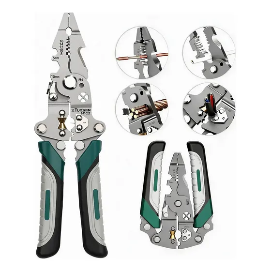 Pinza Alicate Pelacables Multifuncional 12 En 1 Plegable