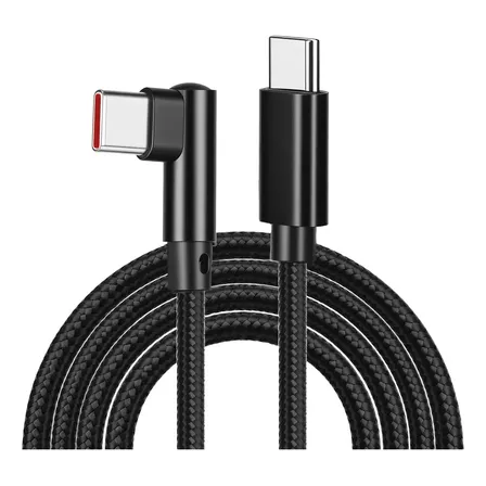 Cable De Datos Doblado 100w Pd Tipo-c-c Carga Rápida 1.5m Negro