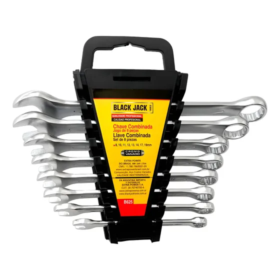 Llaves Combinadas Black Jack X 8 Pcs 8-19 Mm Cromo Vanadio