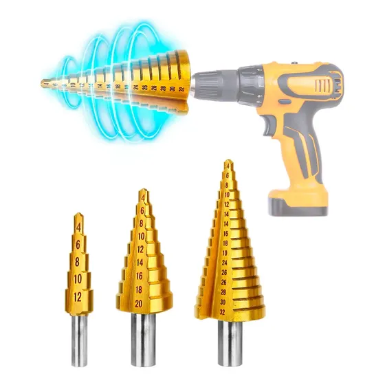 Set Kit Mecha Escalonada Conica Titanio SPICA TOOLS CHM-120 Taladro Metal Madera