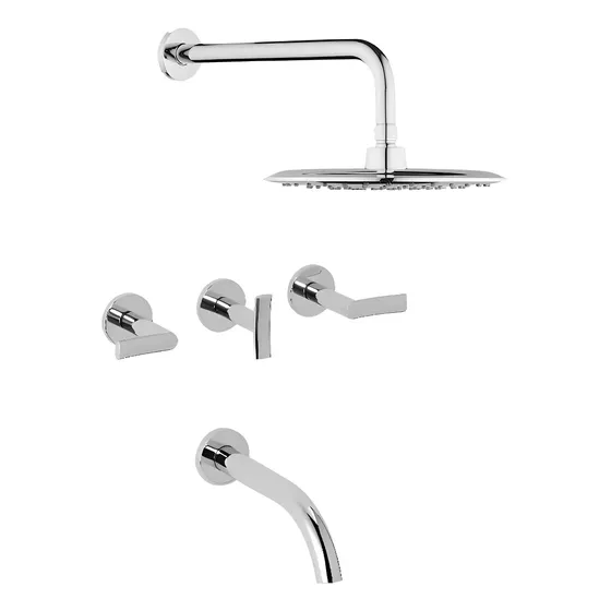 Griferia Flor Ducha baño Cromo Piazza 21406 Duchador de Embutir Con Transferencia Canilla Mind Cromado
