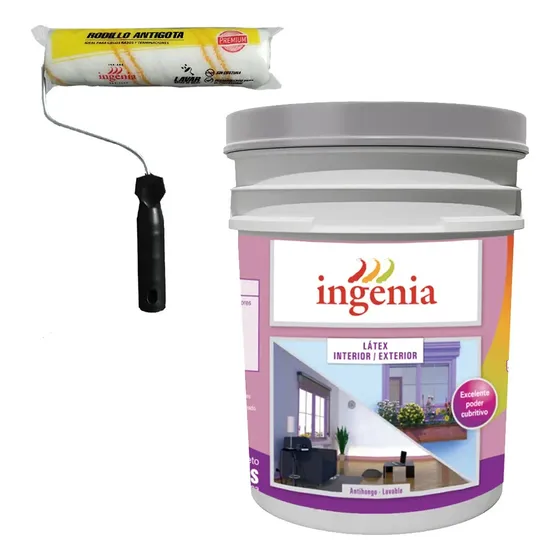 Rodillo Antigota + Latex Ingenia 20 L Interior Exterior Mm