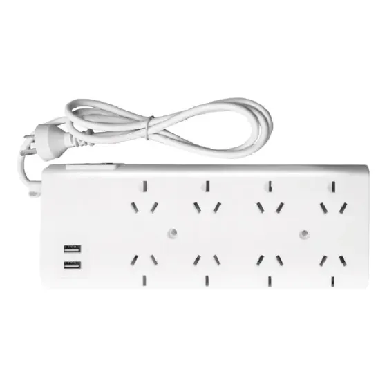 Prolongador Zapatilla Eléctrica 8 Tomas 2 USB Cable 3 metros Protección Sobrecarga