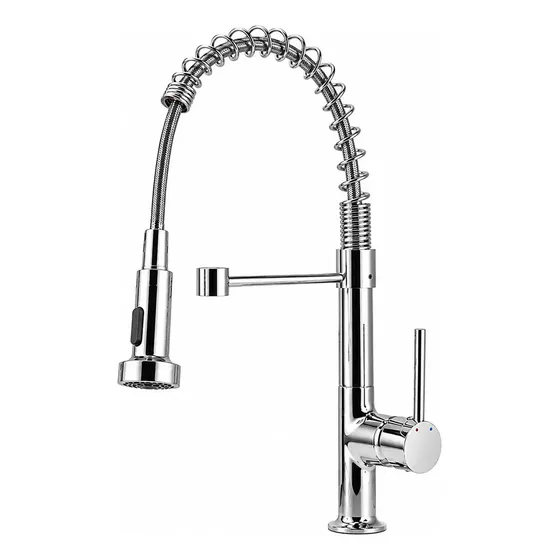 Griferia Cocina Canilla Monocomando Cuello Extensible Plateado Brillante