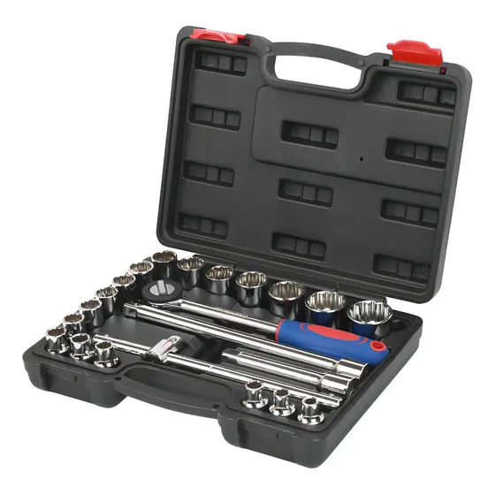 Set de Bocallaves Encastre 1/2" WORKPRO 22 Piezas Metrico 12PT Cromo Vanadio Crique y Valija PROFESIONAL W003080
