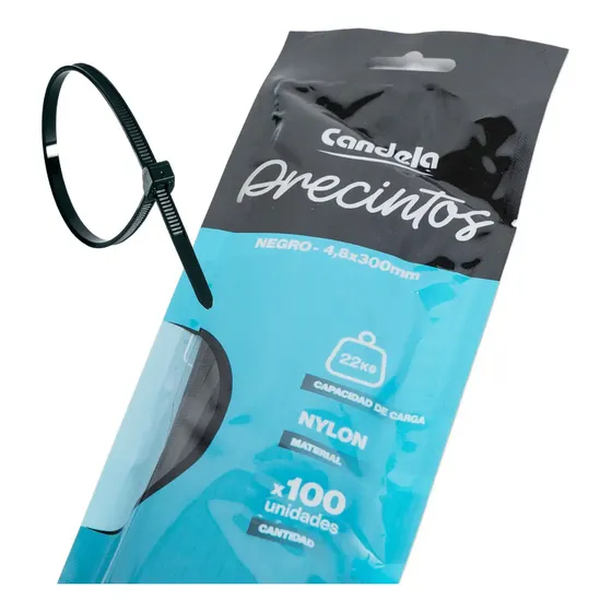 Pack X 100 Precintos Plásticos Negros 4,8 X 300 Mm