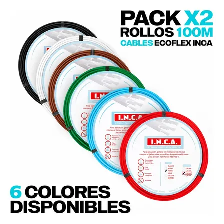 Cable Unipolar Ecoflex 1,5 Mm2 ( Pack X 2 ) 100 M Rollo Celeste/marrón