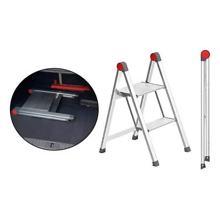Escalera / Taburete 2 Escalones Aluminio Super Slim Plegable Aluminio