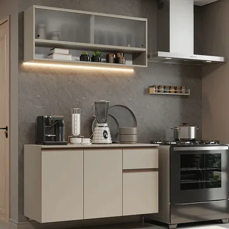 Combo De Cocina 120 Cm Modular Colgante Nice Crema