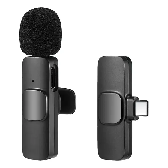 Microfono Corbatero Inalambrico Usb Compatible Pc Celular Color Negro