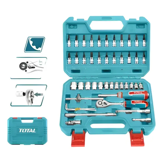 Set De Bocallaves 46 Piezas 1/4'' Industrial Total + Maletin