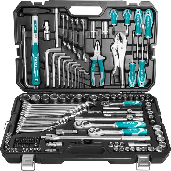 Set Herramientas Manuales Total 142pz Llaves Puntas Martillo