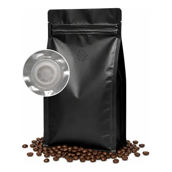 Bolsas Doypack Negras Con Fuelle Válvula 12,5x25 Cm X 25