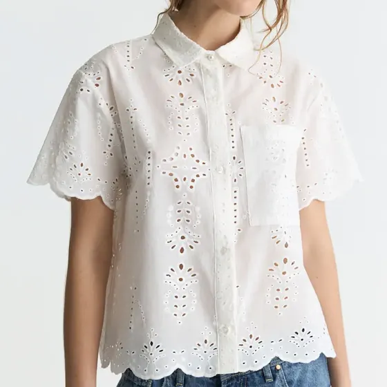 Camisa Broderie Algodón Bolsillo Mujer Desiderata Zp363485