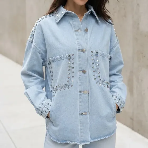 Campera De Jean Oversize Con Tachas Mujer Oceano Naima