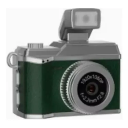 Mini Camara Digital Simil Cuero Con Luz Led Nocturna Verde Oscuro