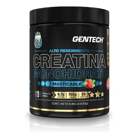 Creatina Gentech Alto Rendimiento en tabletas sabor Frutilla