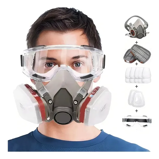 Respirador Con Antiparras Filtros Polvo Y Gases One Size Fits All