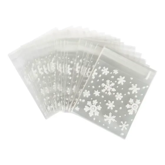 100 Bolsitas De Embalaje De Copos De Nieve Blancas Para Ch