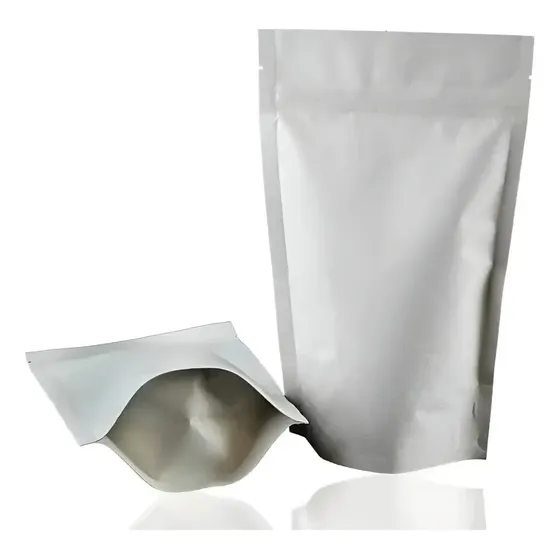 Doypack Papel Kraft Blanco Válvula Alta Barrera 20x26 Cm X25 Blanco