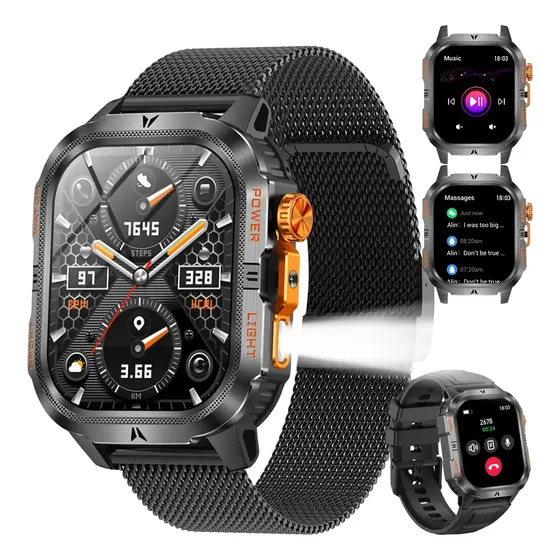 Reloj Inteligente Deportivo Hombre Batería De Alta Capacidad Negro Mesh