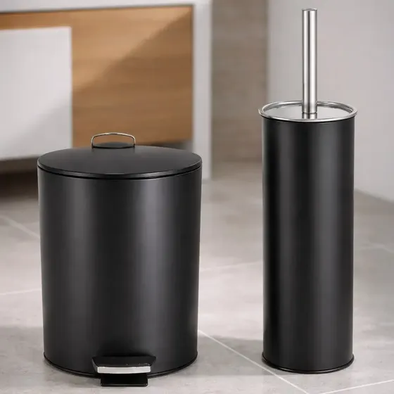 Combo Cesto Residuos Acero Pint 3 Lts. 923 + Escobilla Acero Color Negro