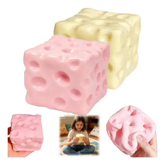 Juguete Antiestrés De Queso De Recuperación Lenta, 2 Piezas Amarillo