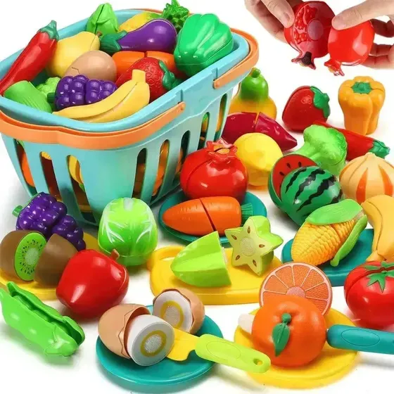 Canasta Frutas Y Verduras Juguete 30 Piezas