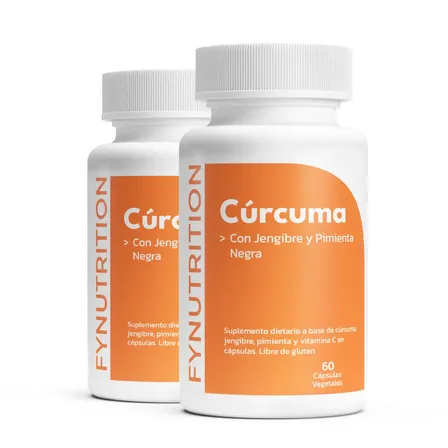 Cúrcuma + Jengibre + Pimienta Negra - Fynutrition - Vegano - Pack 2 meses