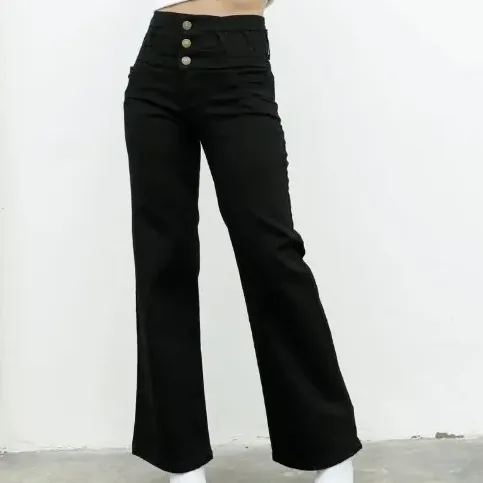 Jeans Mujer Flex Denim  Wide Leg Con Faja Elastizado