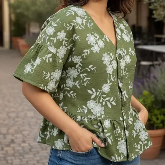 Blusa Viac Mujer Estampada Casual Manga Corta