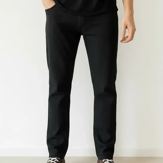 Jean Pantalón Hombre Urbano Clásico Corte Recto Negro