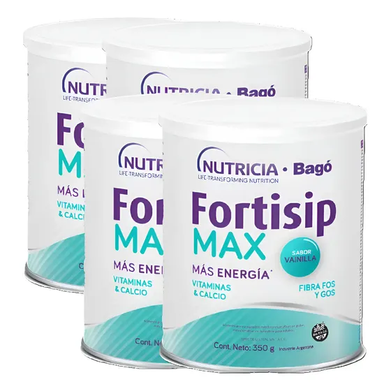 Combo X4 Fortisip Max Suplemento Sabor Vainilla Lata 350gr