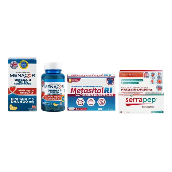 Menacor + Serrapep + Metasitol Ri 30 Caps - 12 Caps- 60 Caps