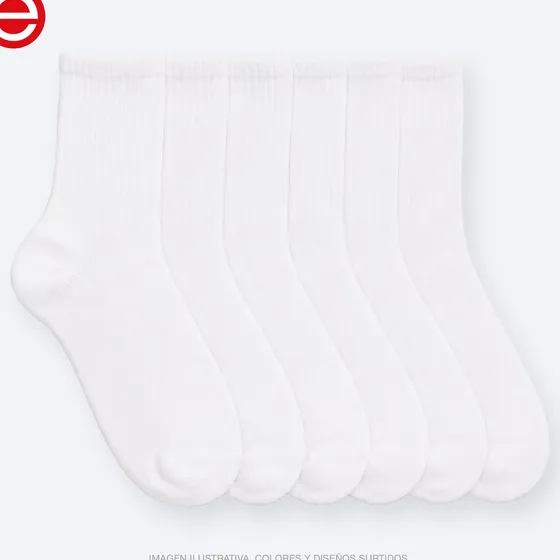 Pack X6 Medias 1/3 Caña Mujer Hombre Elemento