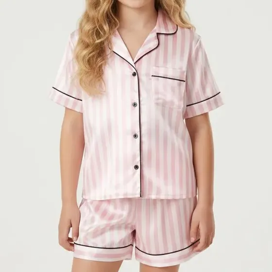 Pijama Camisero Satén Niñas Premium Elastizado Calidad