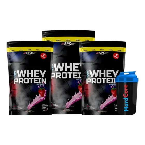 3 Proteina Whey Protein 100% (1080 Gr C/u) Spx +vaso Shaker